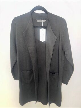 Merokeety Black Open-Front Blazer-Style Cardigan
